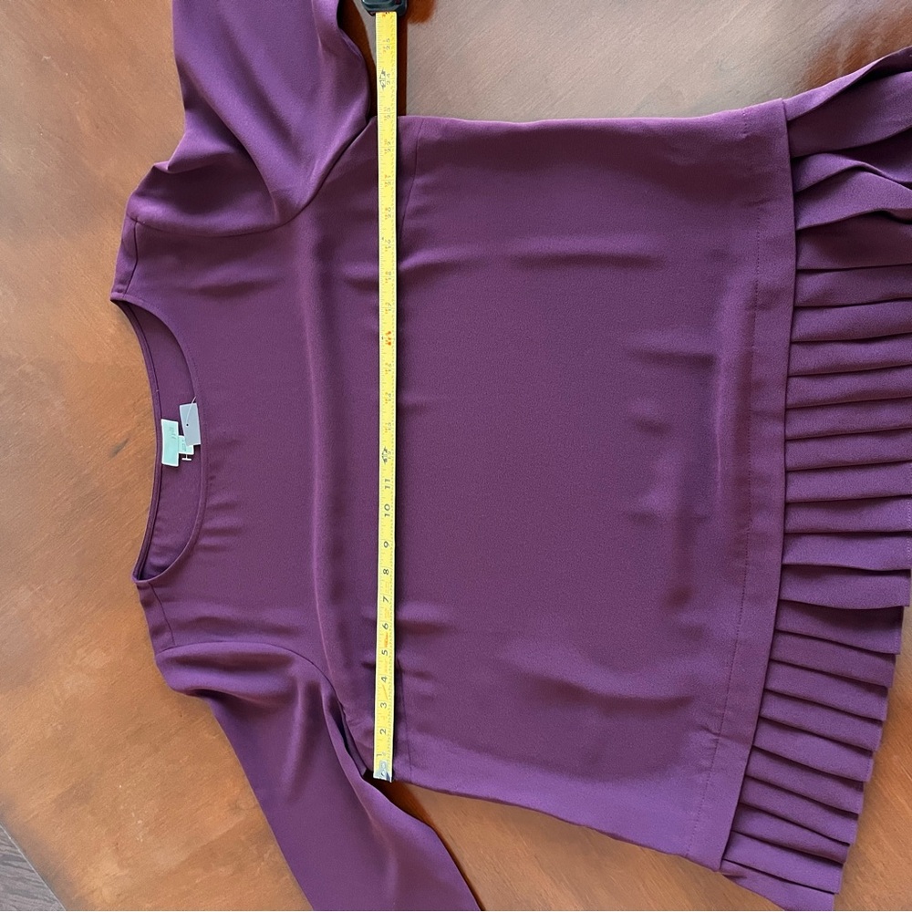 J Jill Tunic Pinot Wine Scoop Neck Crepe Sz L Pleated Hem Top Blouse NWT Holiday - Picture 5 of 9